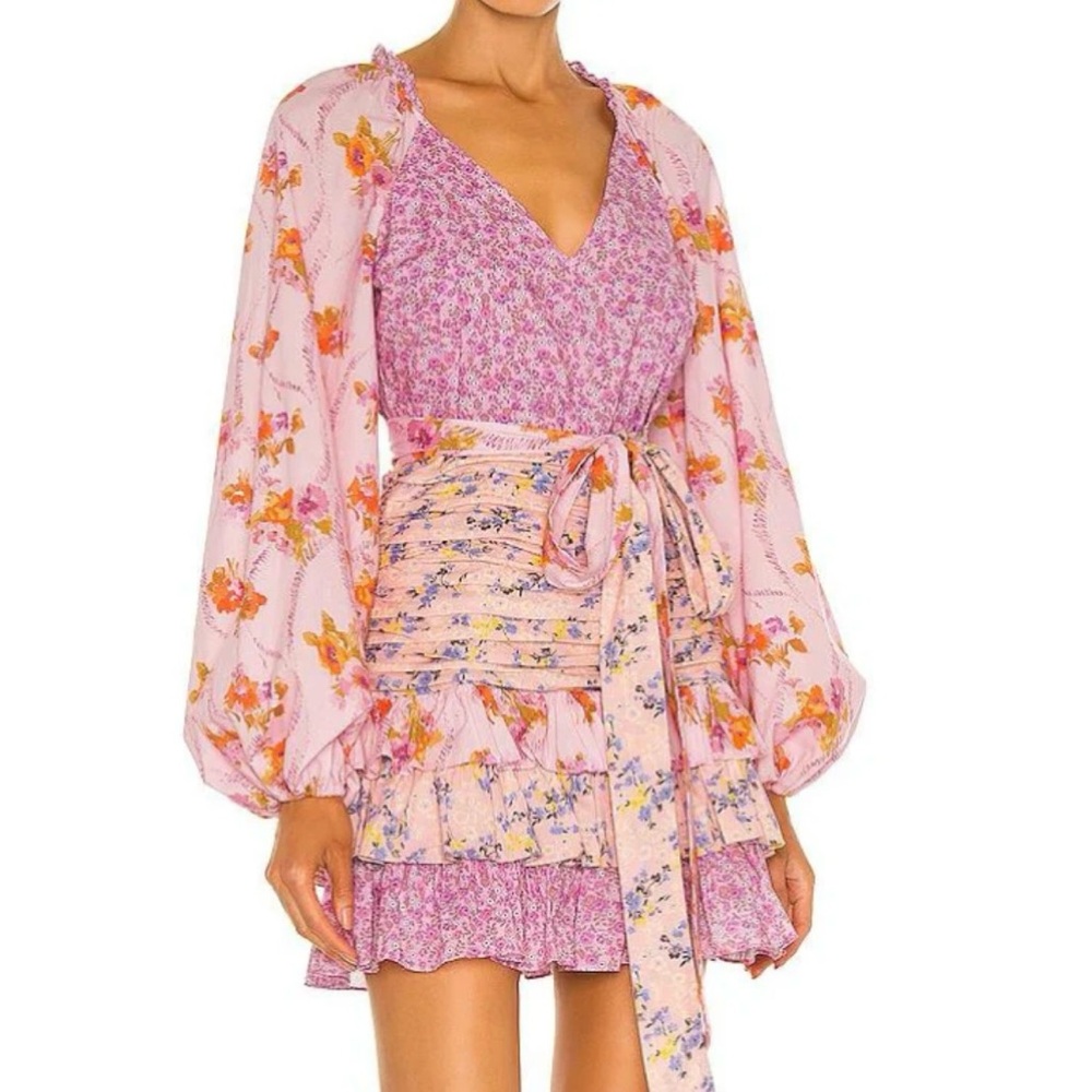 Pink Floral Ruffle Mini Dress